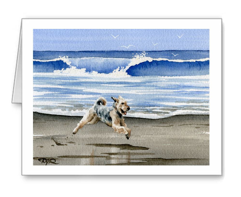 Airedale Terrier Watercolor Note Card Art by Artist DJ Rogers