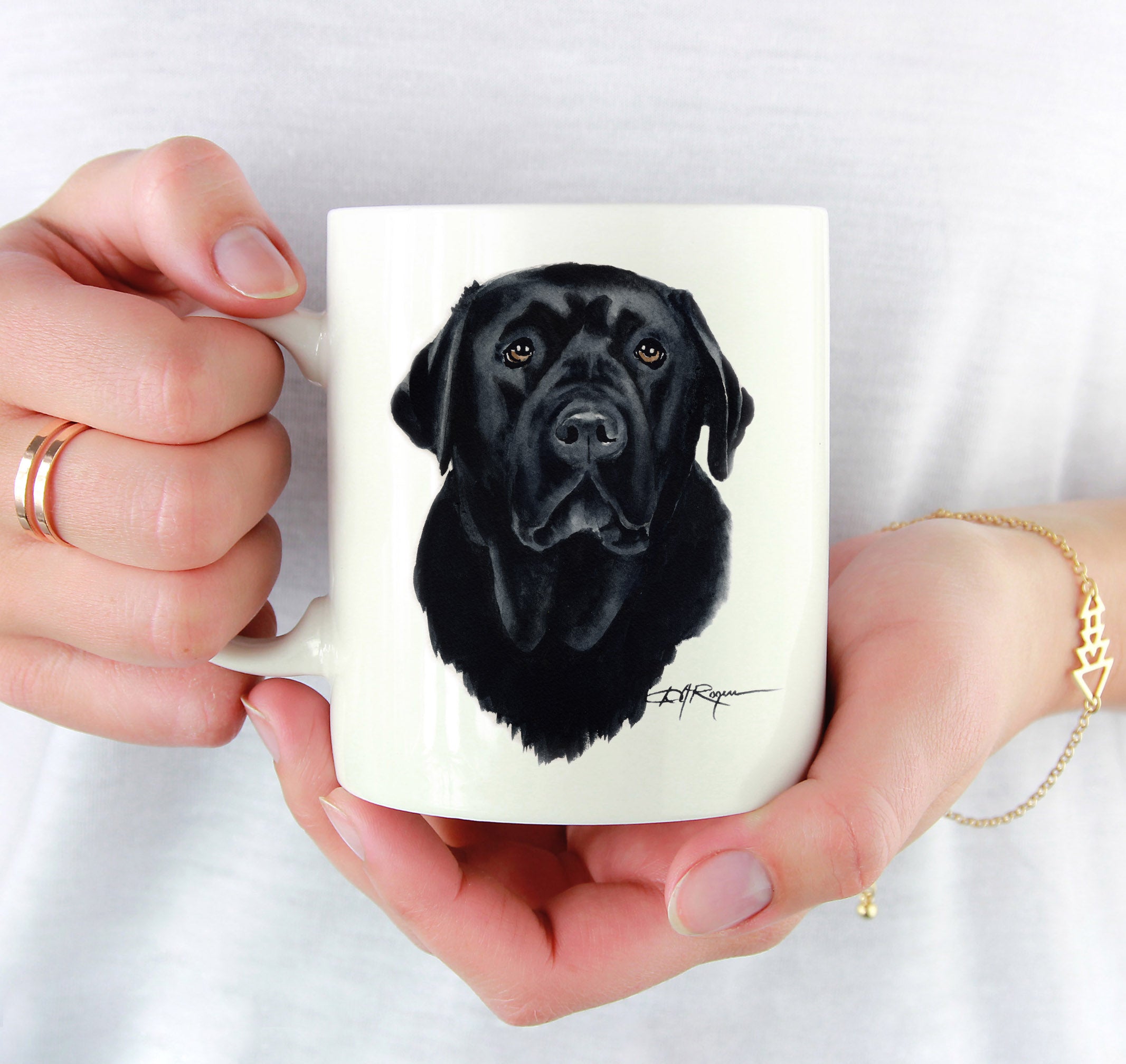 Black Labrador Watercolor Mug Art by Artist DJ Rogers