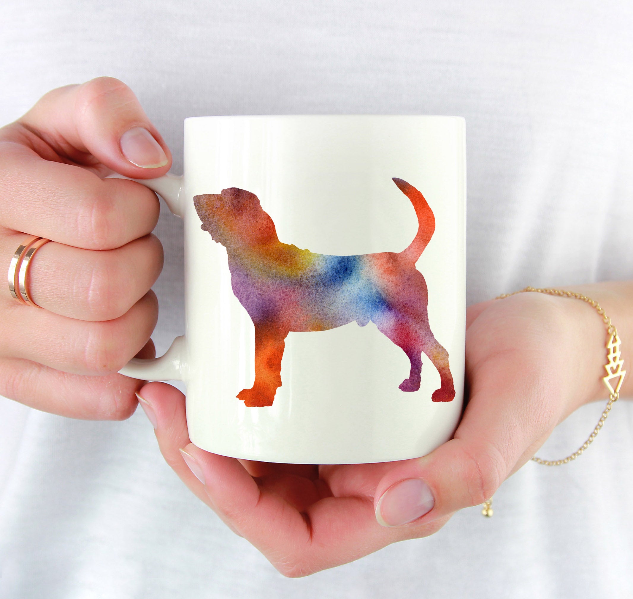 Bloodhound Watercolor Mug Art by Artist DJ Rogers