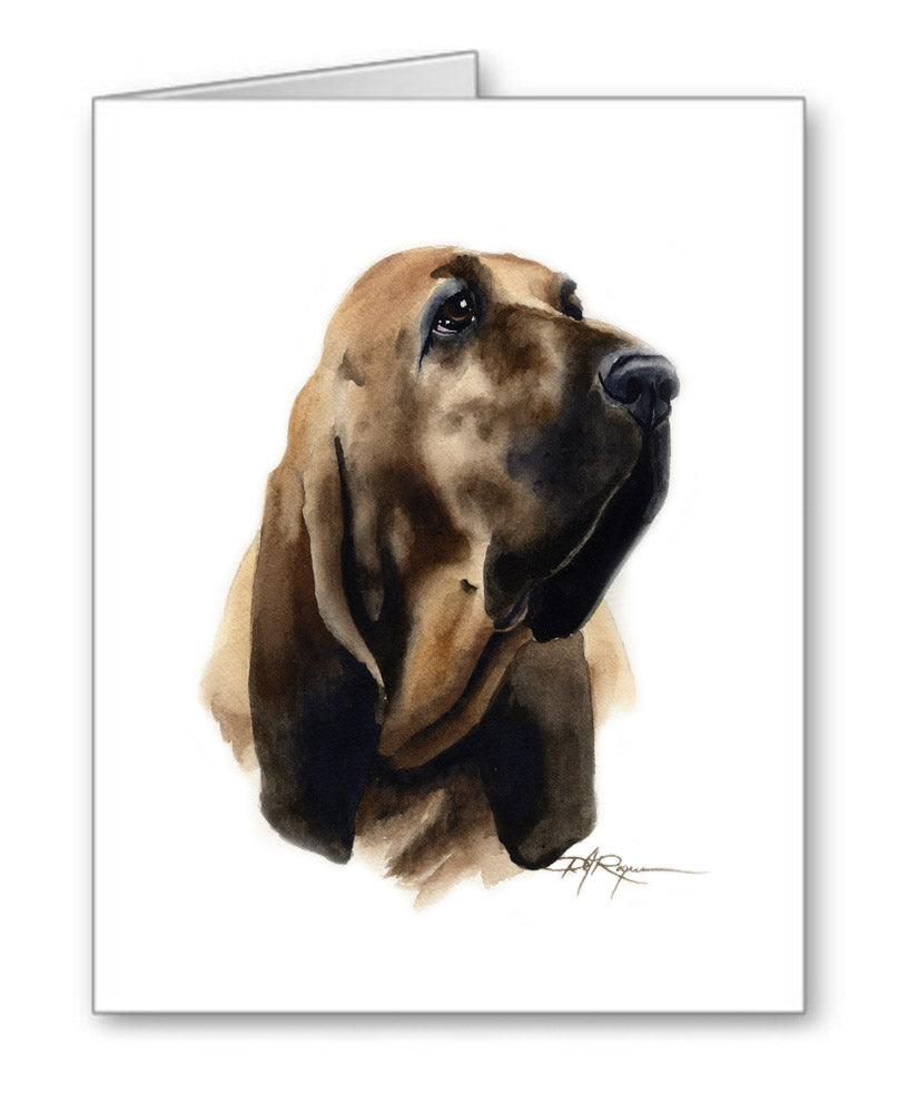Bloodhound Watercolor Note Card Art by Artist DJ Rogers