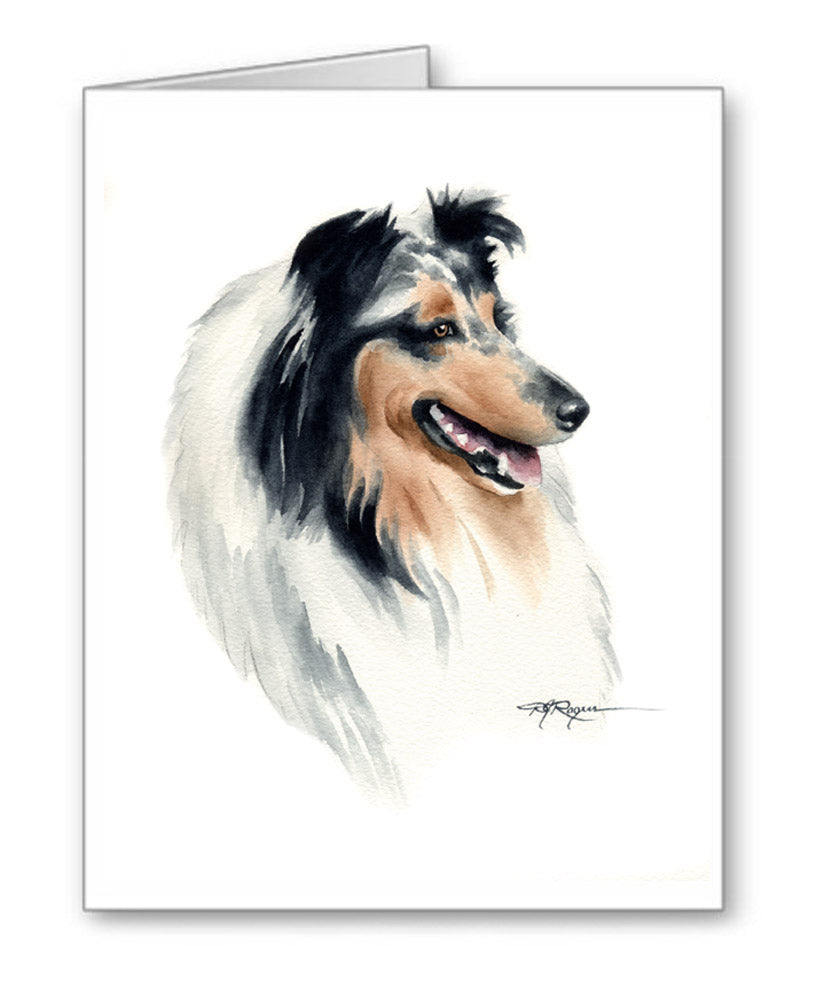 Blue Collie Watercolor Note Card Art by Artist DJ Rogers