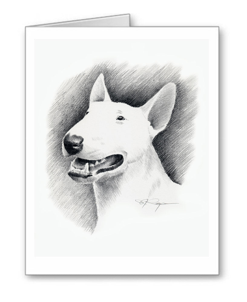Bull Terrier Pencil Note Card Art by Artist DJ Rogers