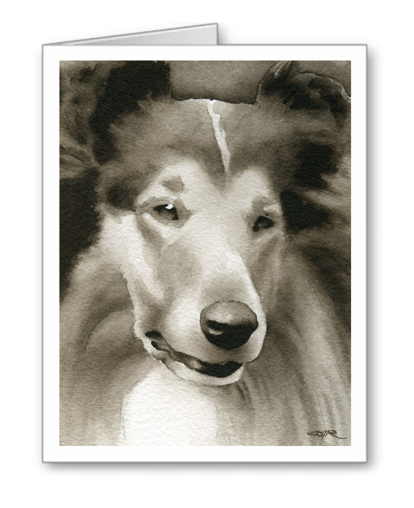 Collie Watercolor Note Card Art by Artist DJ Rogers