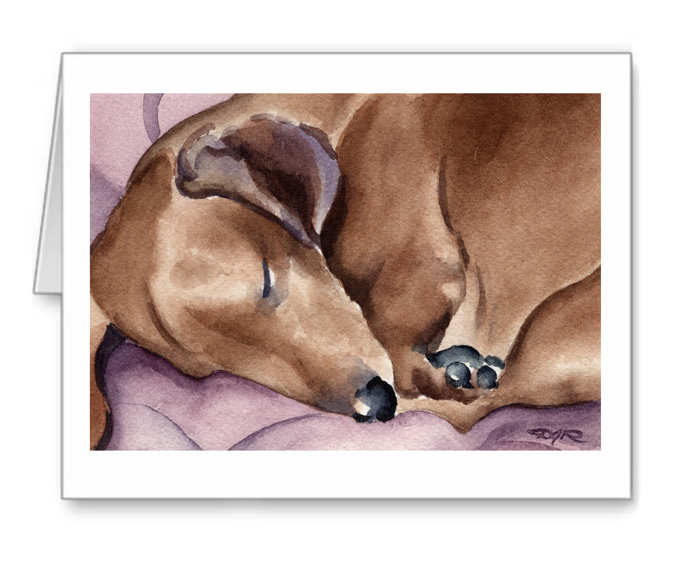 Dachshund Watercolor Note Card Art by Artist DJ Rogers