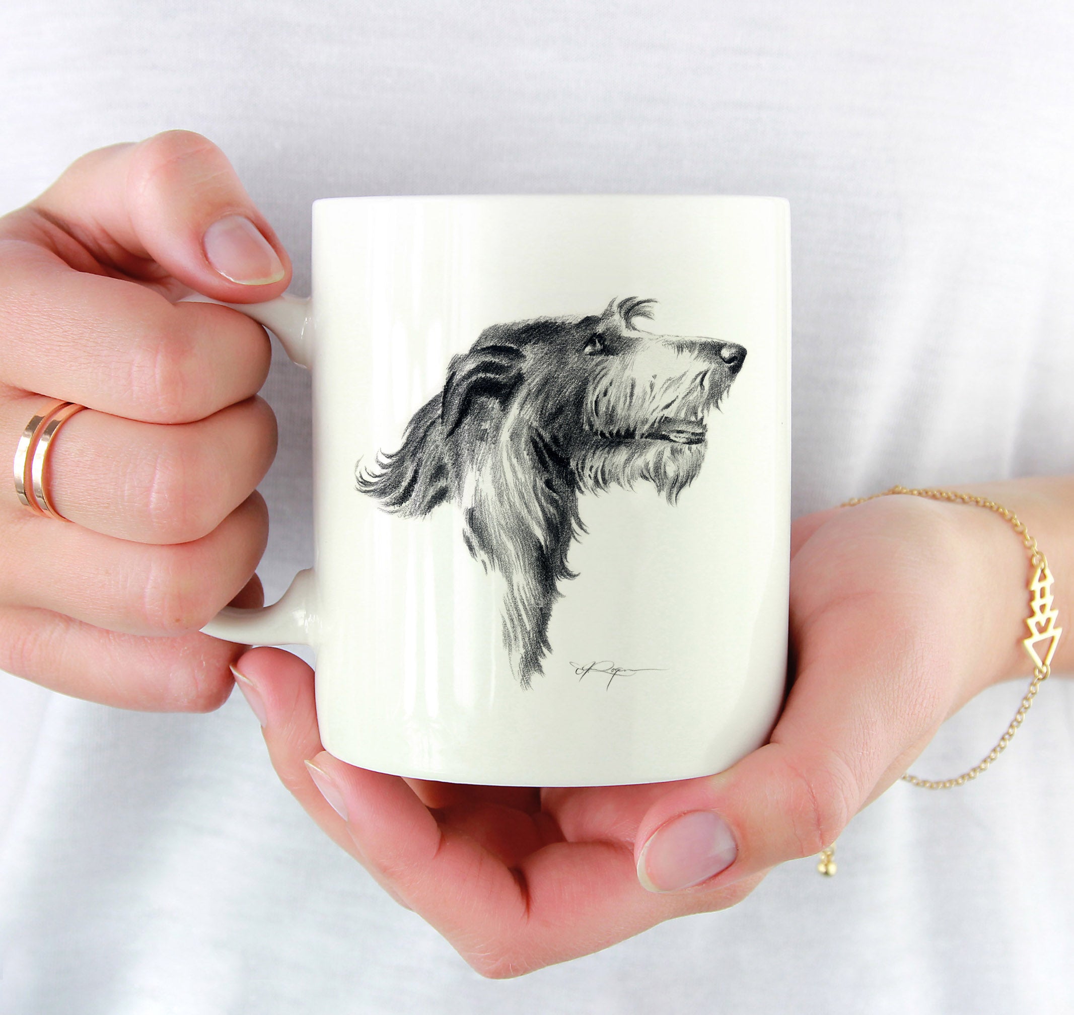 Deerhound Pencil Mug Art by Artist DJ Rogers