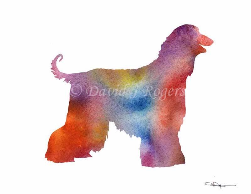 Afghan Hound Abstract Watercolor Art Print by Artist DJ Rogers