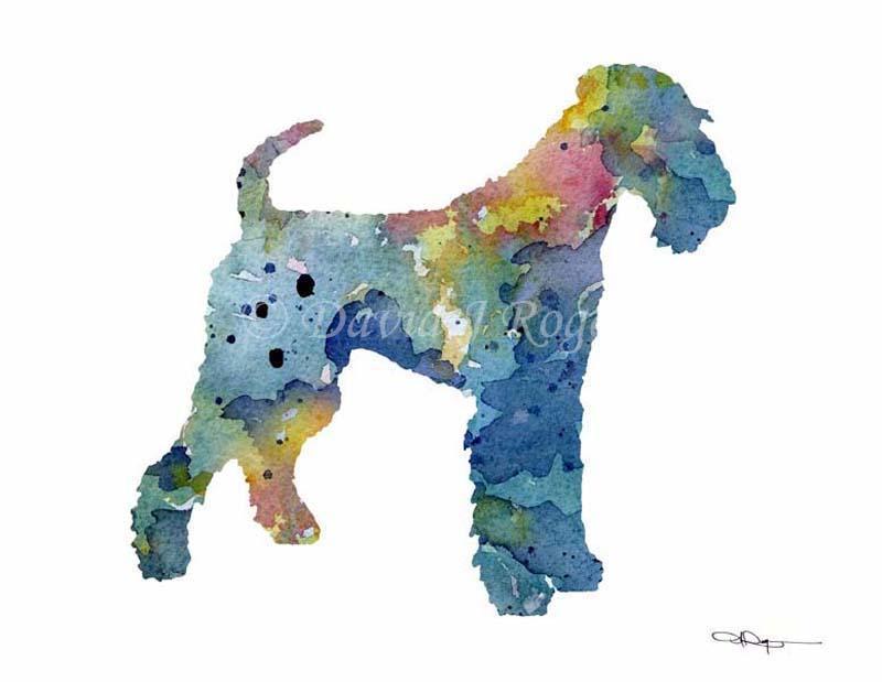 Airedale Terrier Abstract Watercolor Art Print by Artist DJ Rogers