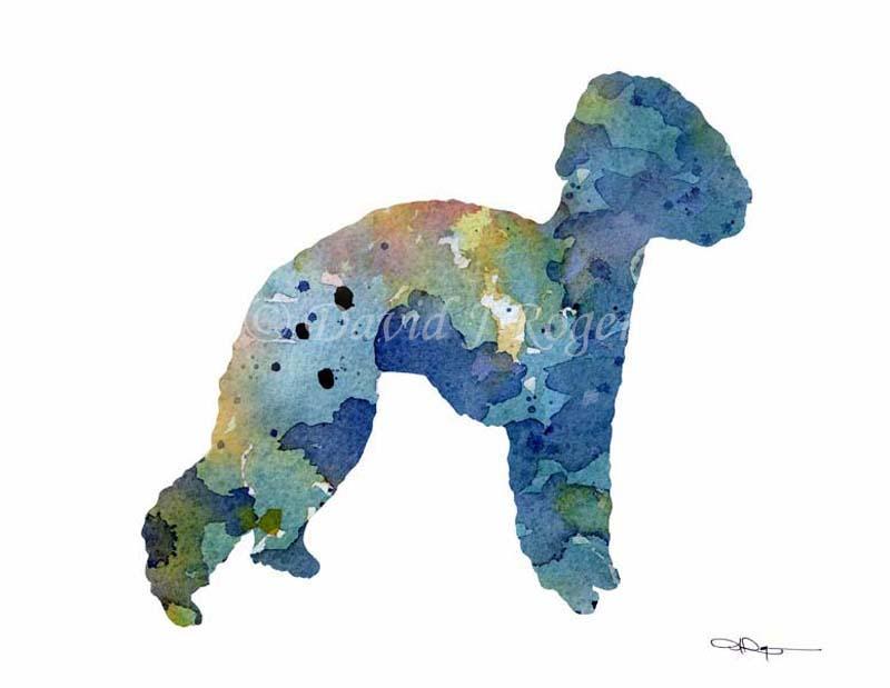 Bedlington Terrier Abstract Watercolor Art Print by Artist DJ Rogers