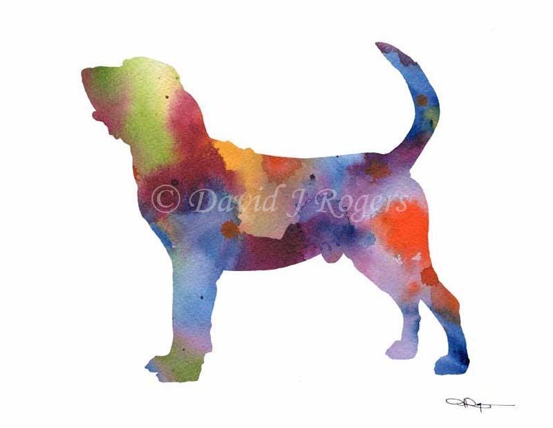 Bloodhound Abstract Watercolor Art Print by Artist DJ Rogers
