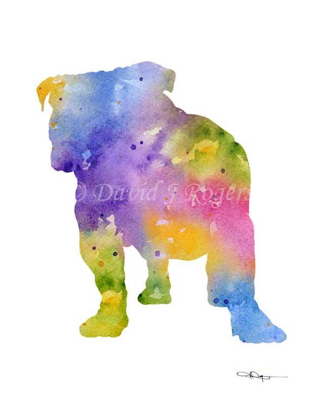 Bulldog Abstract Watercolor Art Print by Artist DJ Rogers