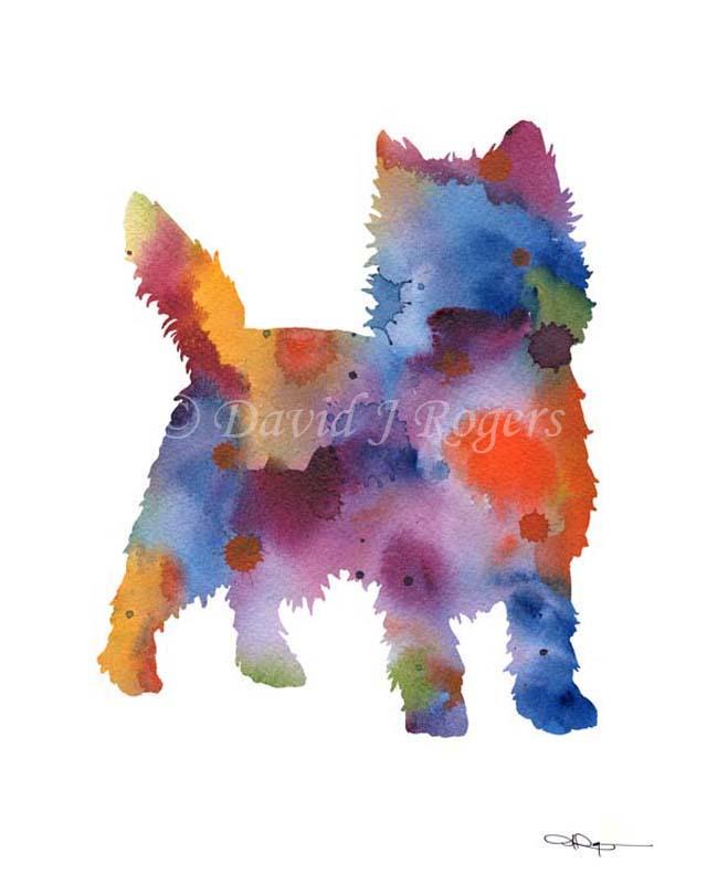 Cairn Terrier Abstract Watercolor Art Print by Artist DJ Rogers