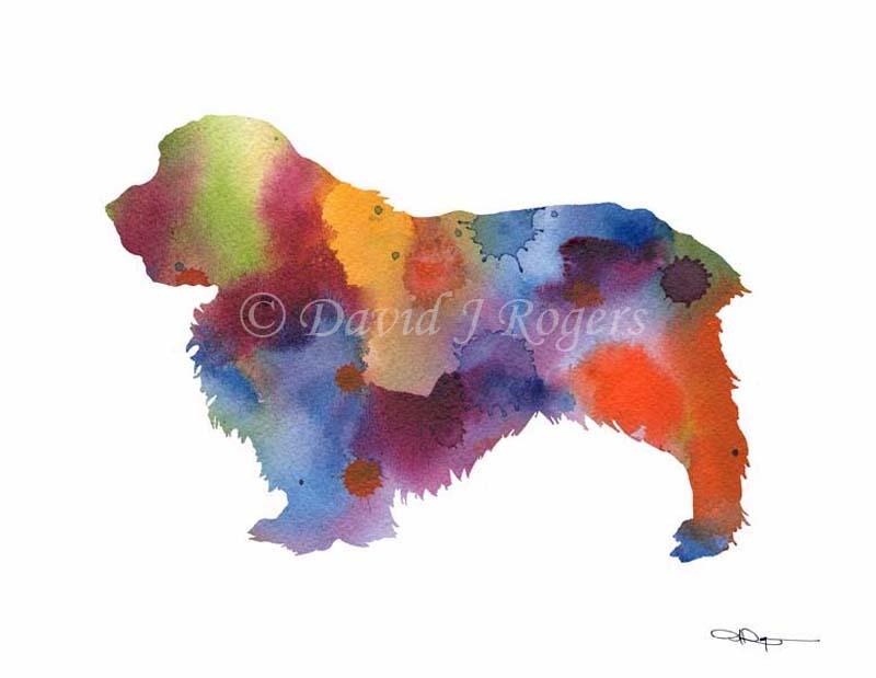 Clumber Spaniel Abstract Watercolor Art Print by Artist DJ Rogers