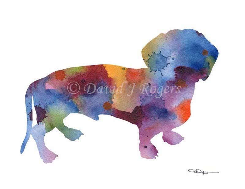 Dachshund Abstract Watercolor Art Print by Artist DJ Rogers