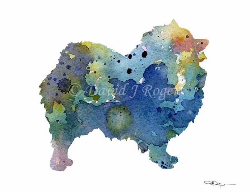 Keeshond Abstract Watercolor Art Print by Artist DJ Rogers