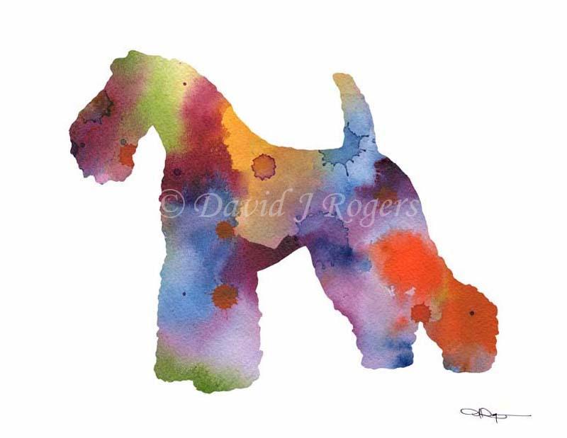 Kerry Blue Terrier Abstract Watercolor Art Print by Artist DJ Rogers
