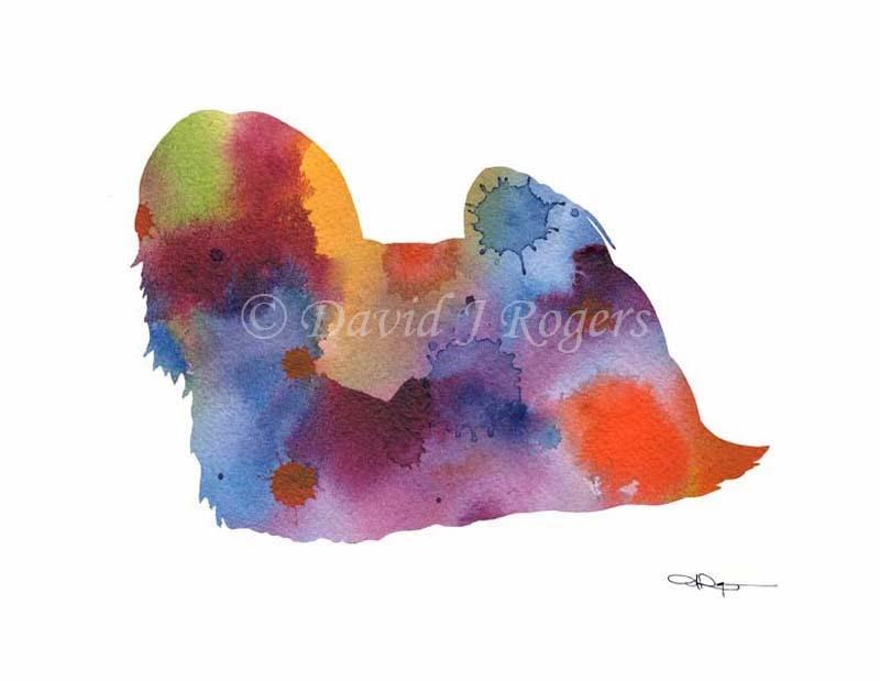 Lhasa Apso Abstract Watercolor Art Print by Artist DJ Rogers