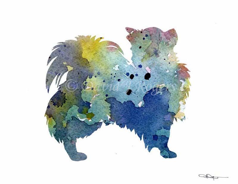 Long Coat Chihuahua Abstract Watercolor Art Print by Artist DJ Rogers