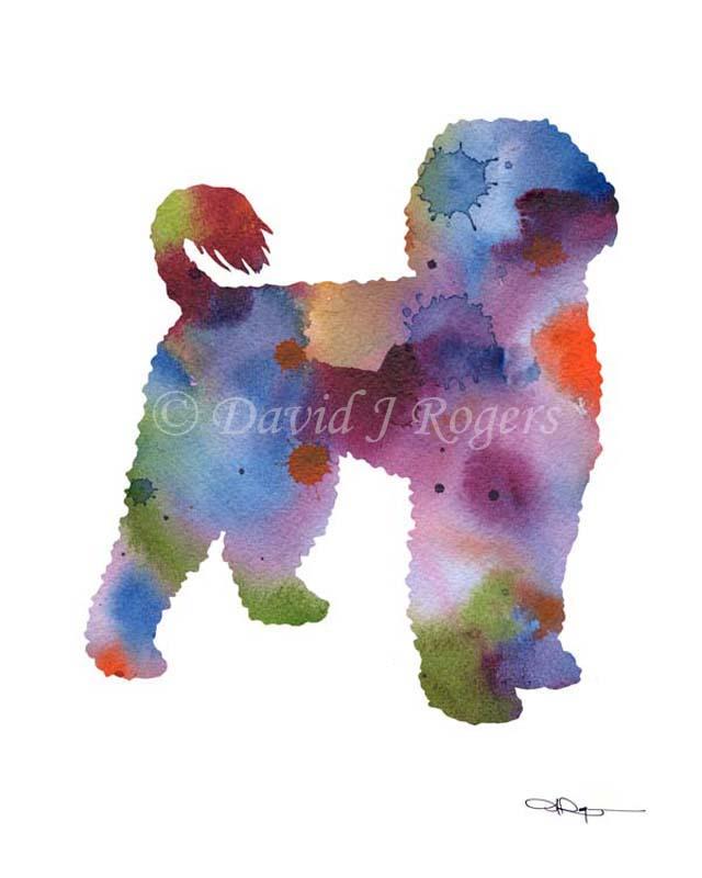 Portuguese Water Dog Abstract Watercolor Art Print by Artist DJ Rogers
