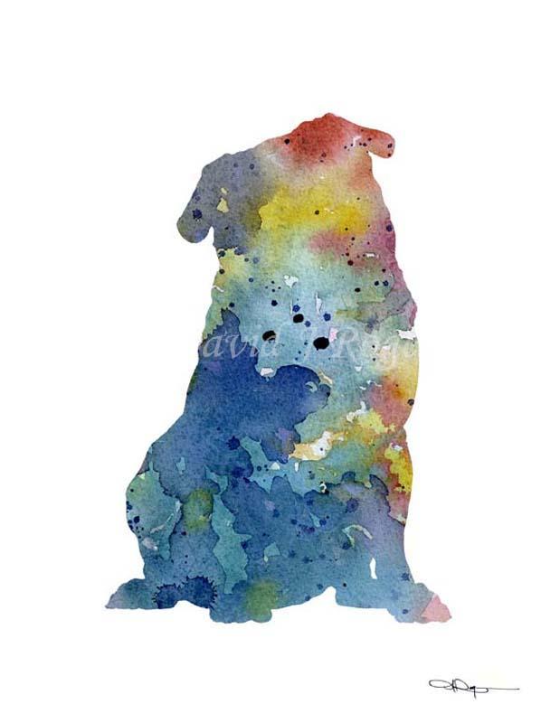 Pug Abstract Watercolor Art Print by Artist DJ Rogers