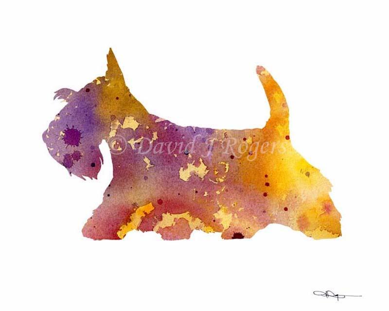 Scottish Terrier Abstract Watercolor Art Print by Artist DJ Rogers