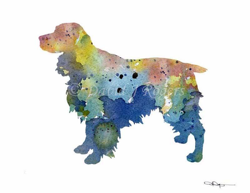 Springer Spaniel Abstract Watercolor Art Print by Artist DJ Rogers