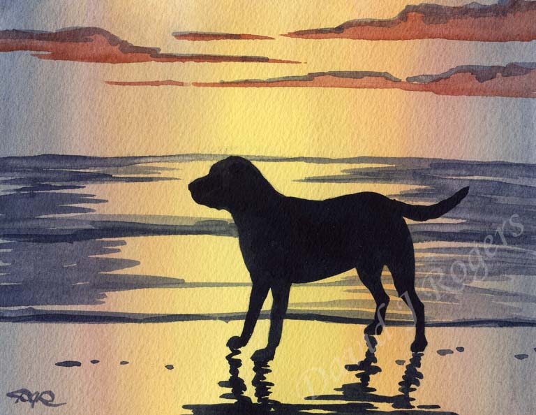 A Labrador Retriever sunset print based on a David J Rogers original watercolor