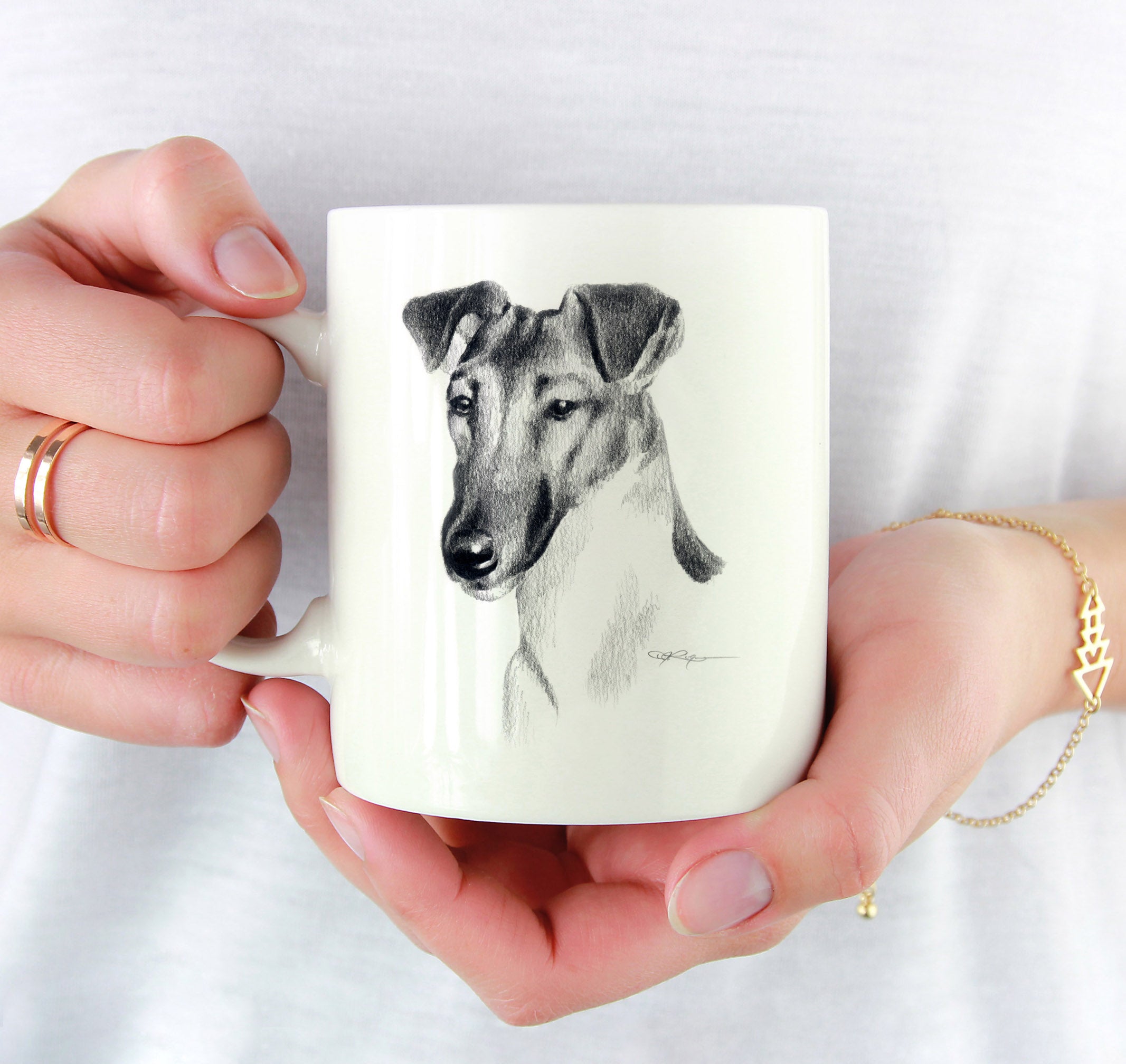 Fox Terrier Pencil Mug Art by Artist DJ Rogers