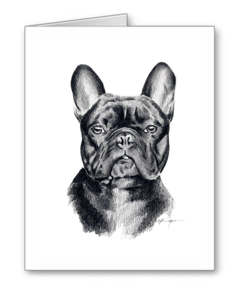 French Bulldog Pencil Note Card Art by Artist DJ Rogers