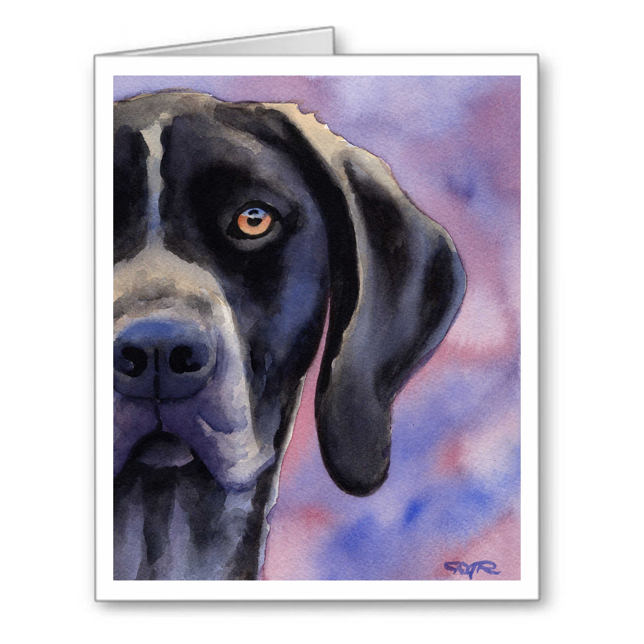 German Short Haired Pointer Watercolor Note Card Art by Artist DJ Rogers