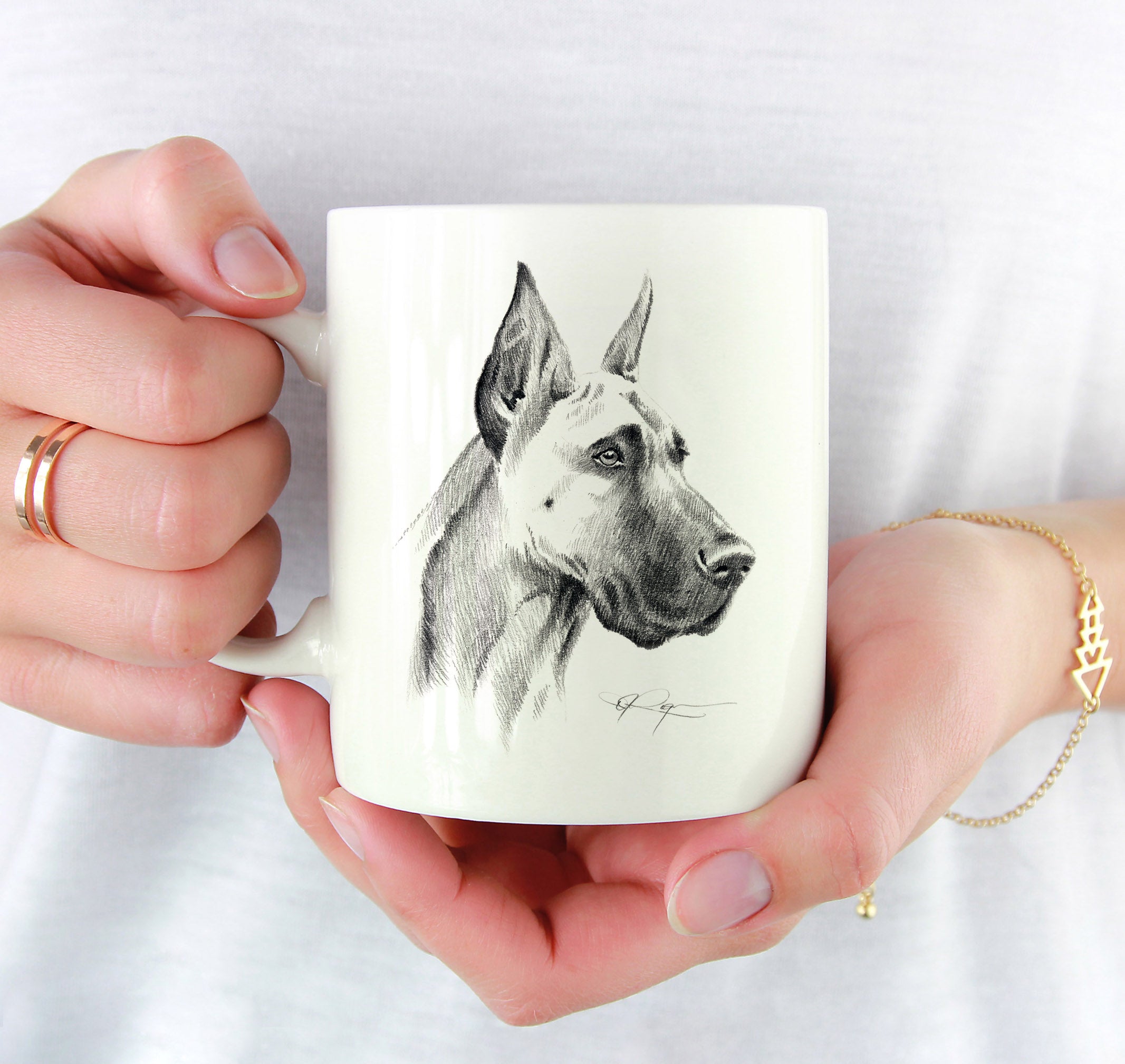 Great Dane Pencil Dog Mug Art by Artist DJ Rogers