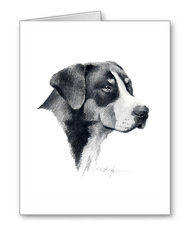 Greater Swiss Mountain Dog Pencil Note Card Art by Artist DJ Rogers