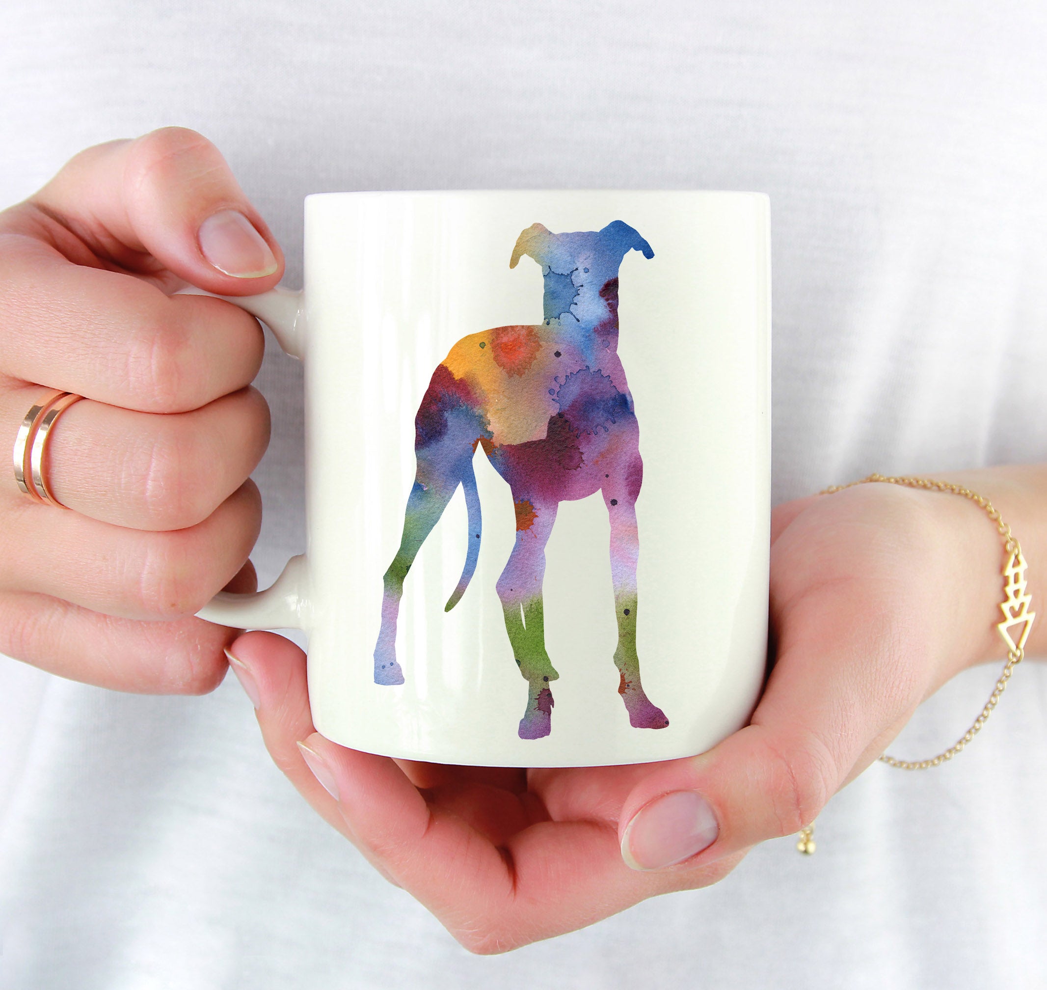 Greyhound Watercolor Mug Art by Artist DJ Rogers