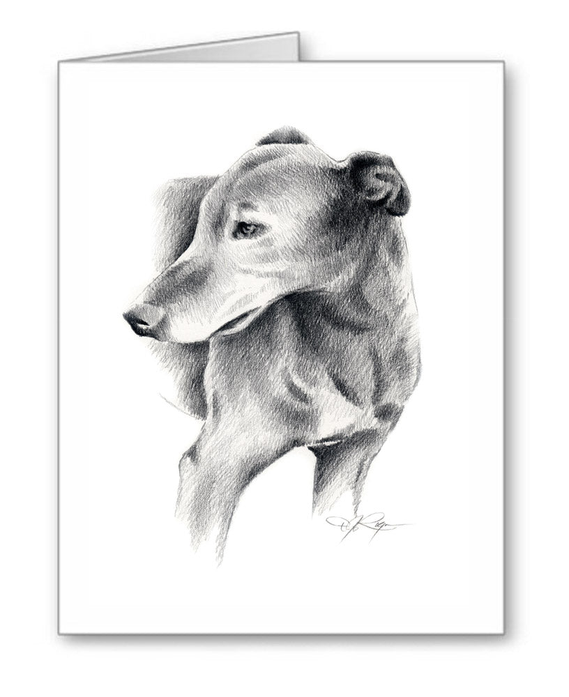 Greyhound Pencil Note Card Art by Artist DJ Rogers