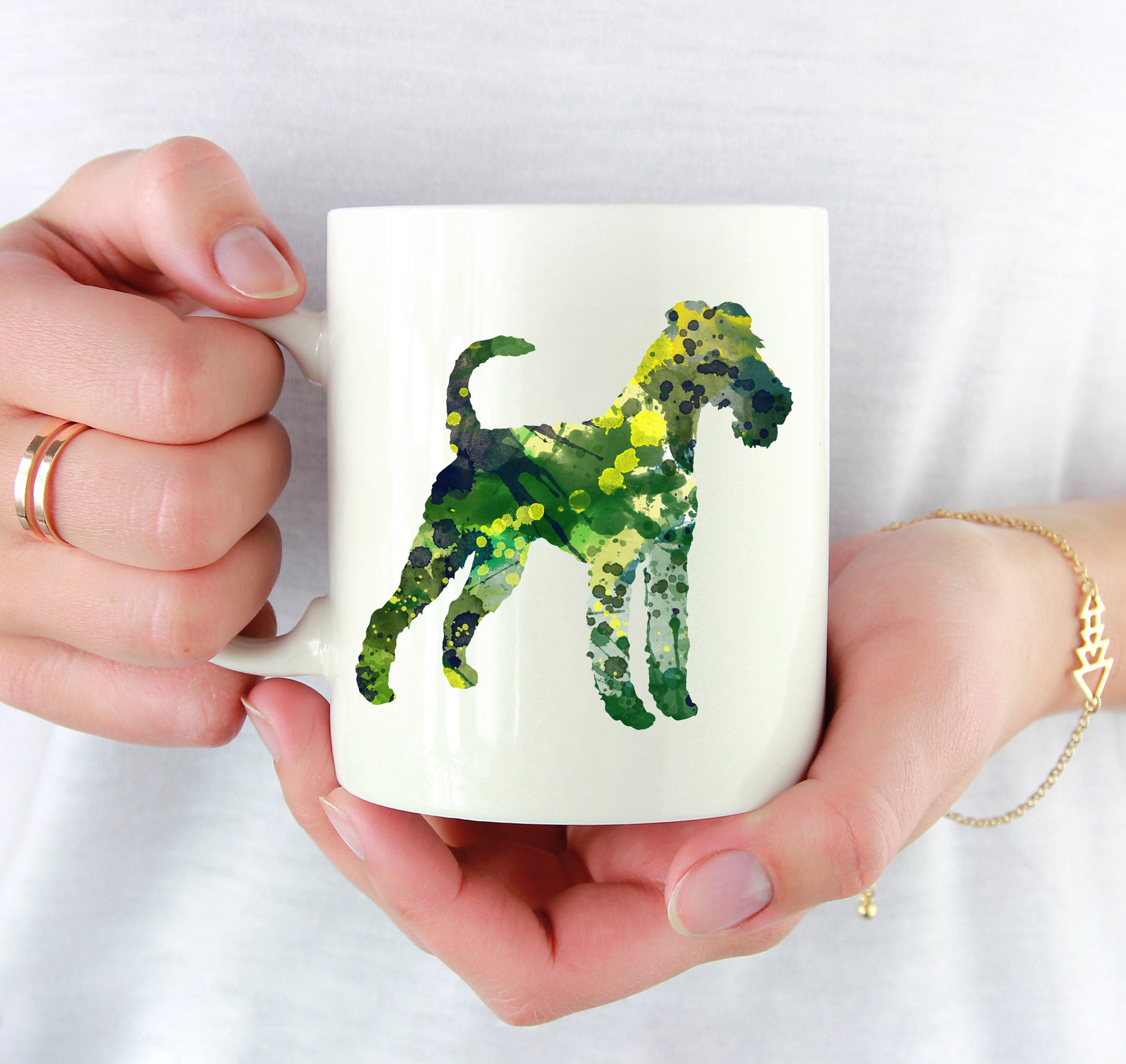 Irish Terrier Watercolor Mug Art by Artist DJ Rogers
