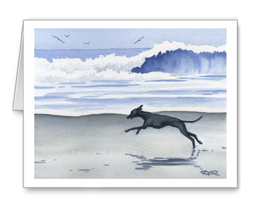 Italian Greyhound Watercolor Note Card Art by Artist DJ Rogers