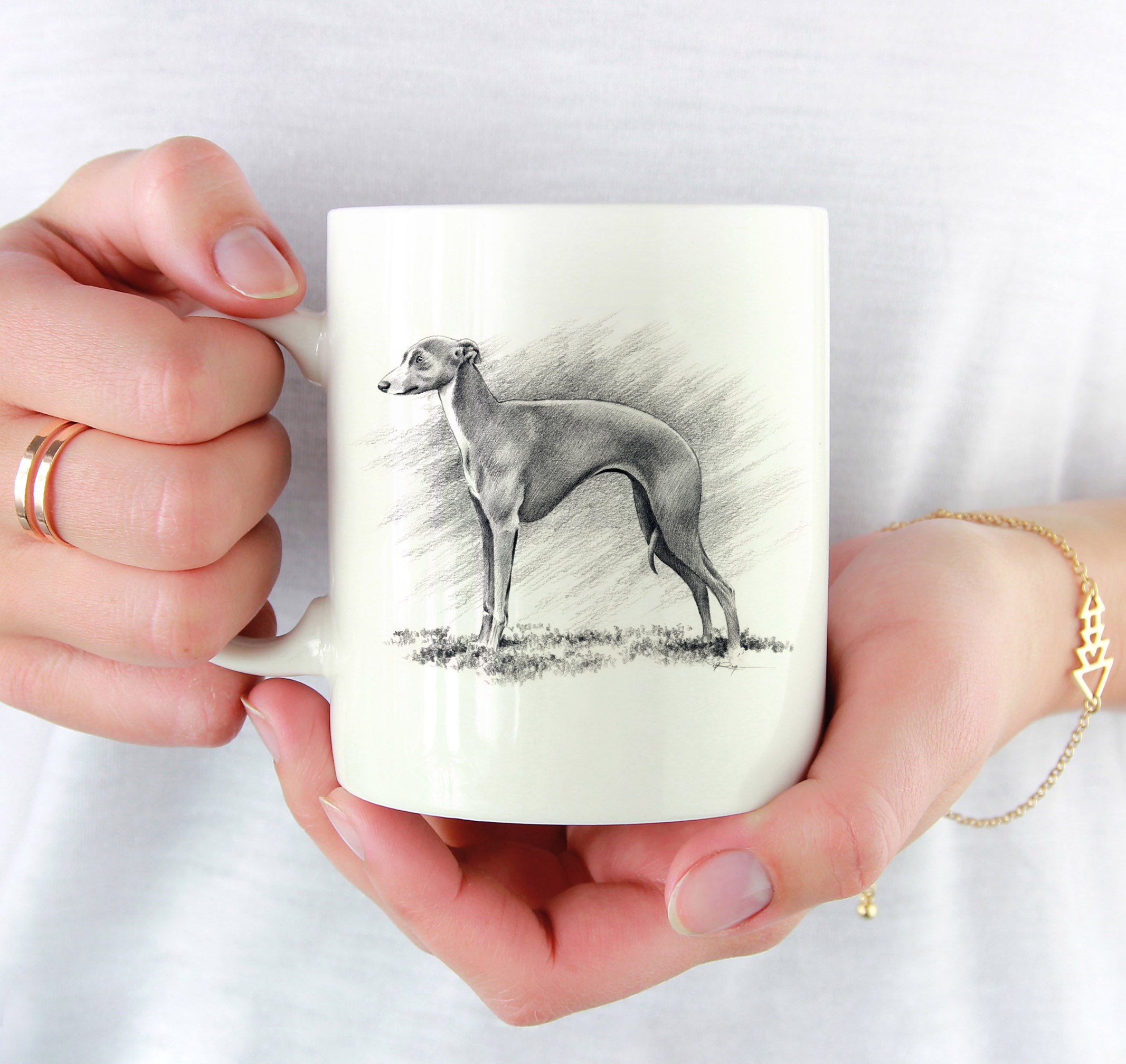 Italian Greyhound Pencil Mug Art by Artist DJ Rogers