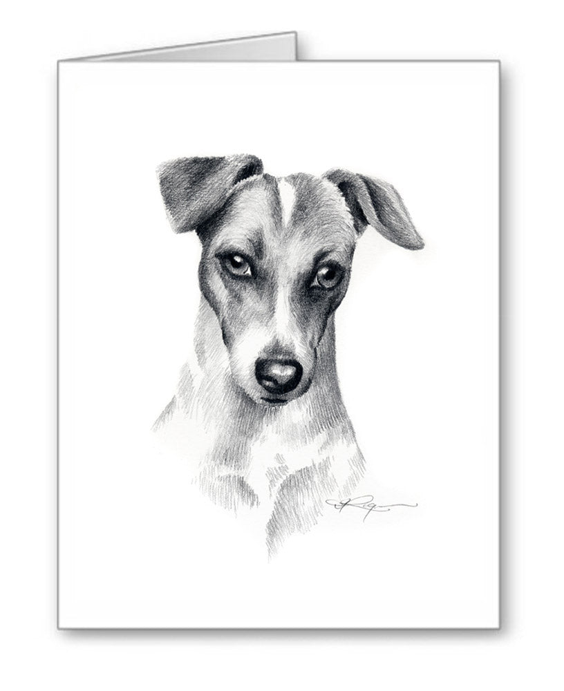 Jack Russell Terrier Pencil Note Card Art by Artist DJ Rogers