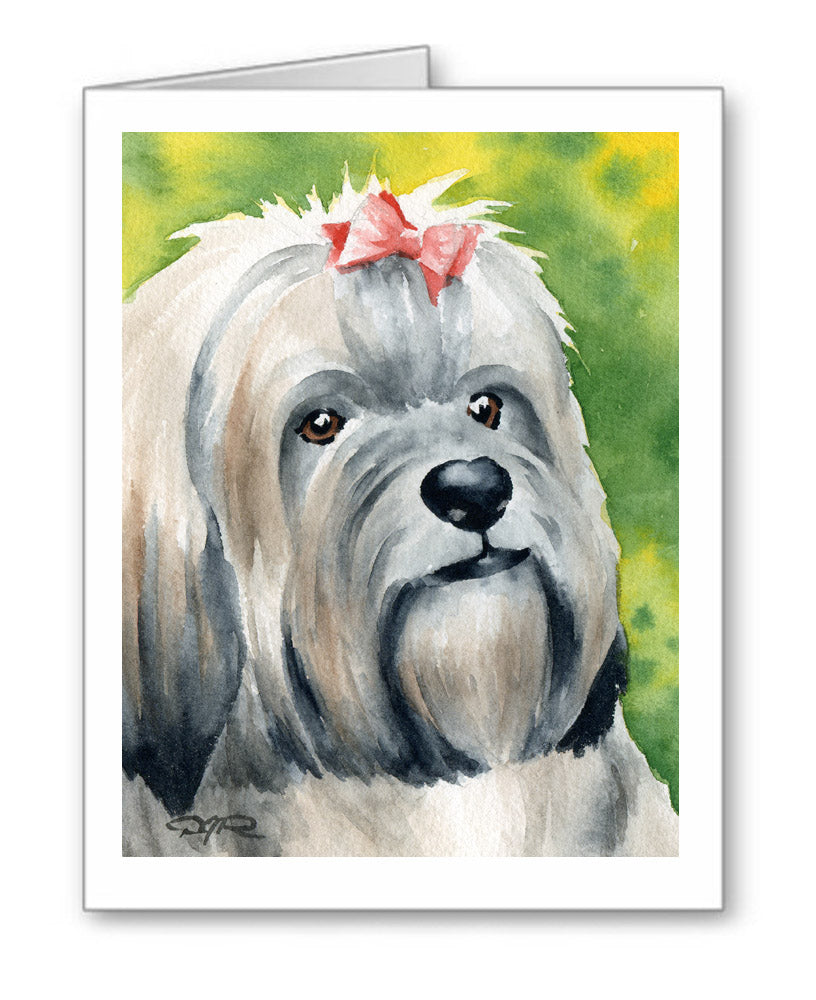 Lhasa Apso Watercolor Note Card Art by Artist DJ Rogers