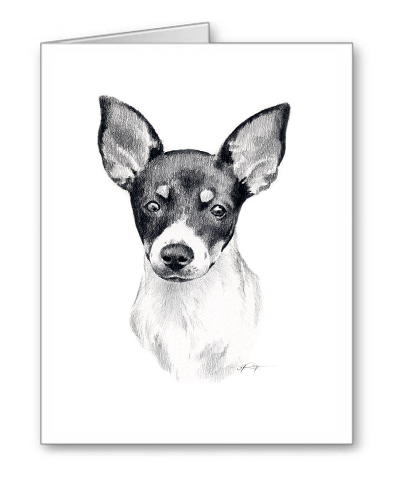 Miniature Rat Terrier Pencil Note Card Art by Artist DJ Rogers