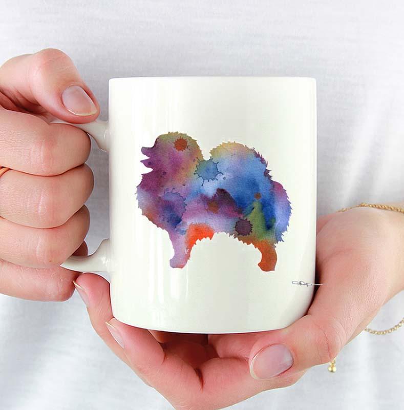 Pomeranian Watercolor Mug Art by Artist DJ Rogers