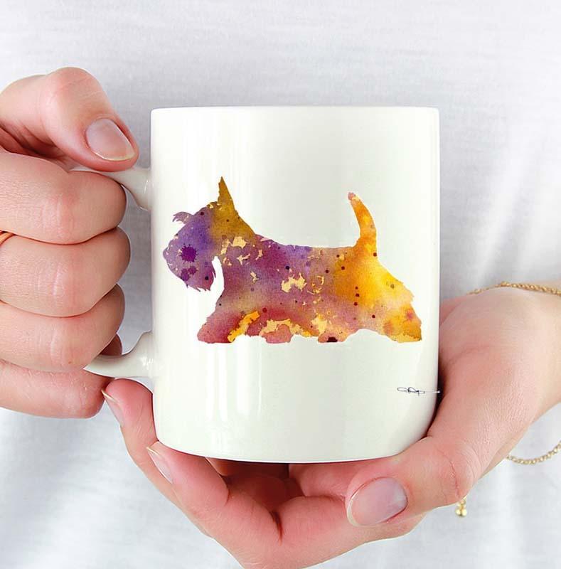 Scottish Terrier Watercolor Mug Art by Artist DJ Rogers