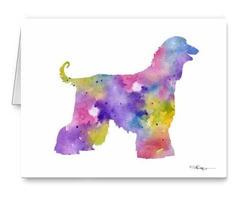 Afghan Hound Watercolor Note Card Art by DJ Rogers