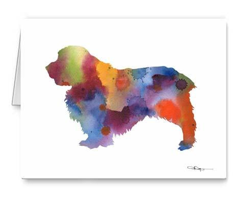 Clumber Spaniel Watercolor Note Card Art by Artist DJ Rogers