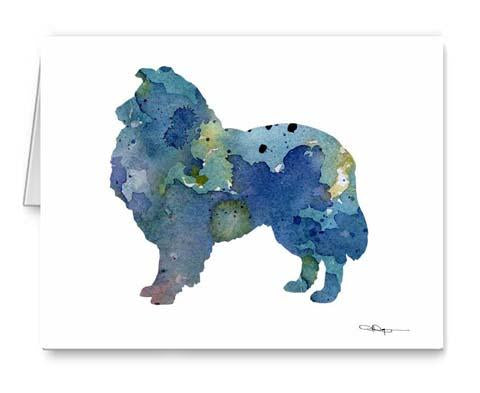Collie Watercolor Note Card Art by Artist DJ Rogers