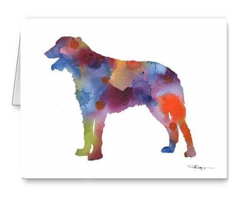 Irish Wolfhound Watercolor Note Card Art by Artist DJ Rogers