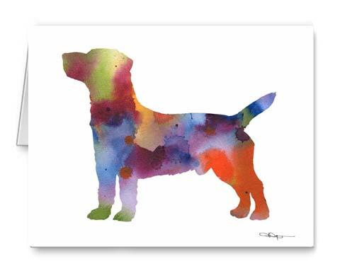 Jack Russell Terrier Watercolor Note Card Art by Artist DJ Rogers