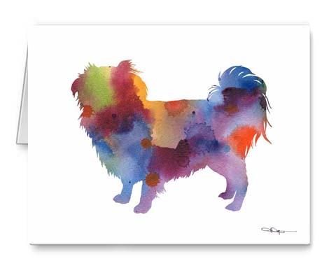 Japanese Chin Watercolor Note Card Art by Artist DJ Rogers