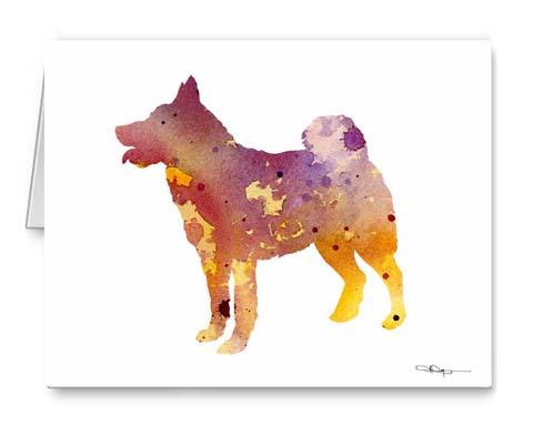 Elkhound Watercolor Note Card Art by Artist DJ Rogers