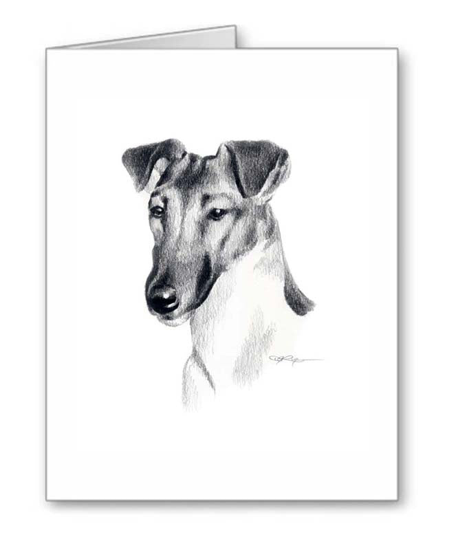 A Fox Terrier portrait print based on a David J Rogers original watercolor
