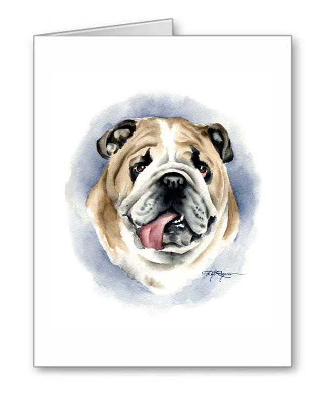 A Bulldog portrait print based on a David J Rogers original watercolor